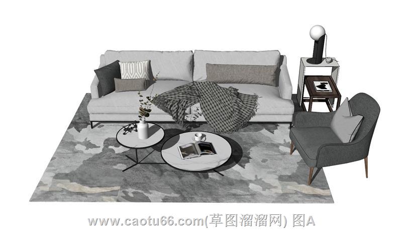 现代沙发茶几组合SU模型