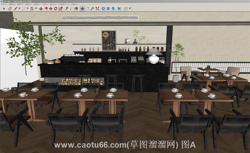 西方咖啡厅咖啡店SU模型