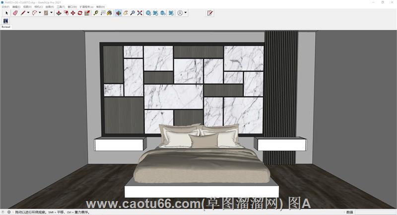 卧室床铺背景墙SU模型