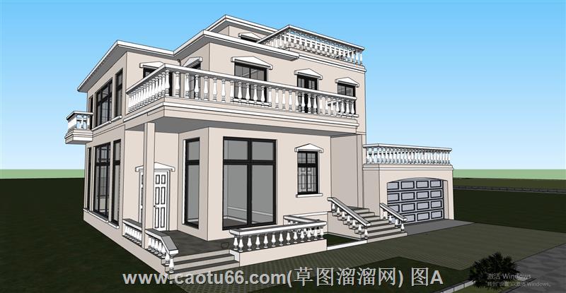 欧式独栋别墅建筑SU模型