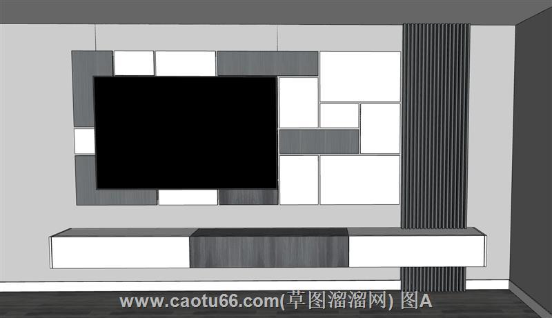 电视柜电视墙SU模型