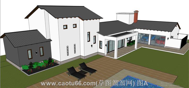 坡屋顶别墅住宅SU模型