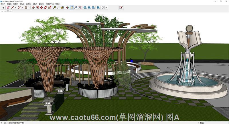 公园景观雕塑廊架SU模型