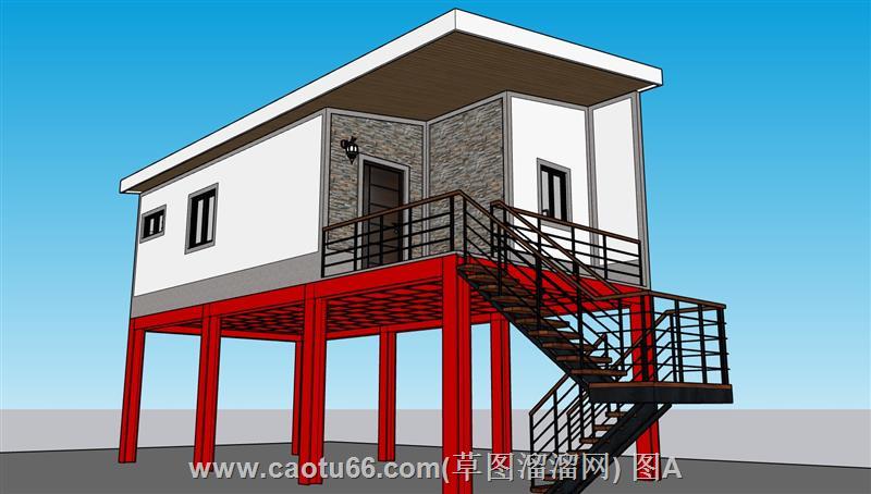 架空式建筑住宅SU模型