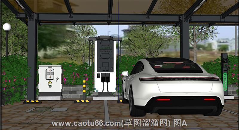 汽车充电站停车棚SU模型