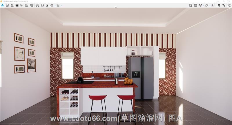 厨房橱柜吧台SU模型