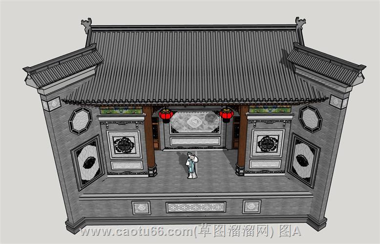 乡村民俗戏台舞台SU模型