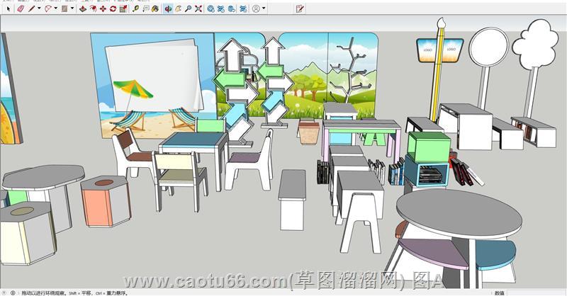 儿童玩具桌SU模型