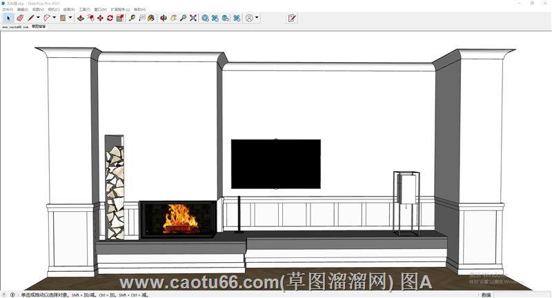壁炉柜墙SU模型