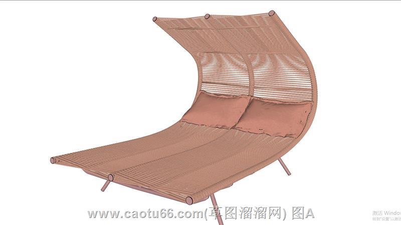 休闲弧形躺椅SU模型