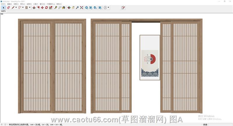 日式移门木门SU模型