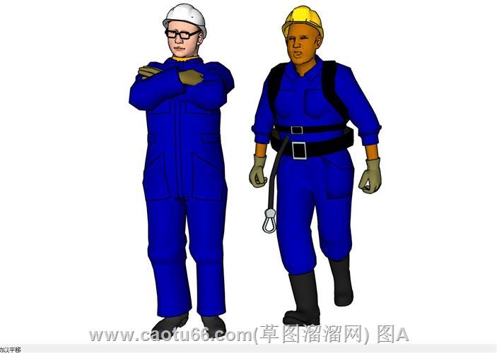 带着安全帽的工人SU模型