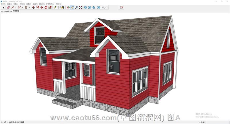 红色坡屋顶住宅SU模型