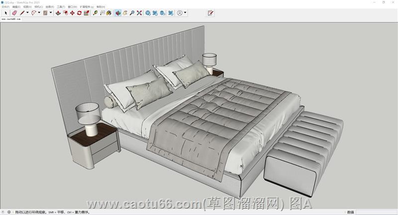 现代床铺双人床SU模型