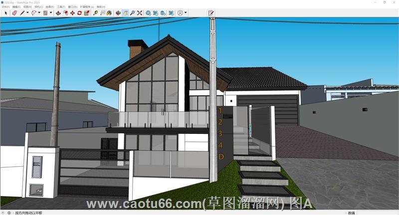 西方坡屋顶住宅SU模型