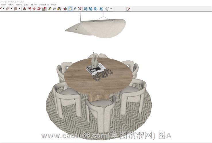中古风餐桌椅SU模型