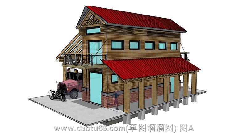圣马力诺校车巴士建筑SU模型