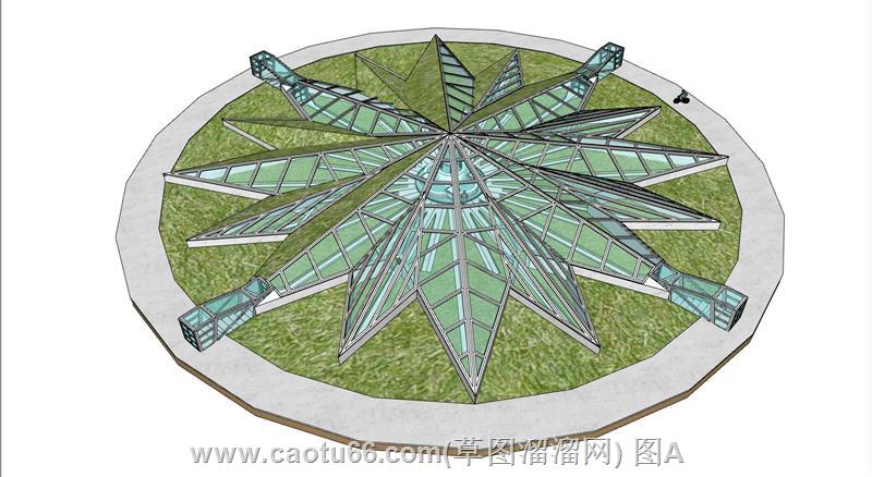 现代玻璃景观亭子SU模型