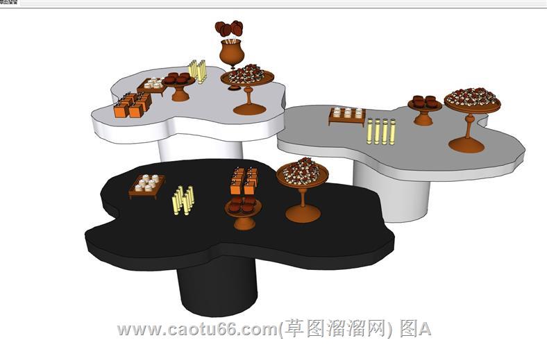 糕点桌子SU模型