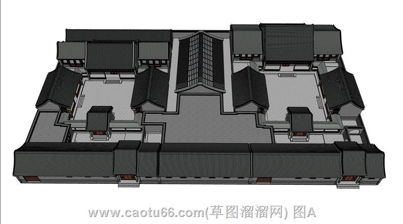 中式四合院建筑SU模型