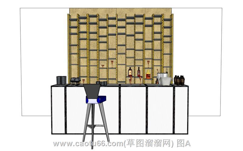 喀麦隆吧台柜酒柜SU模型