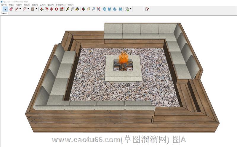 户外下沉座椅沙发SU模型