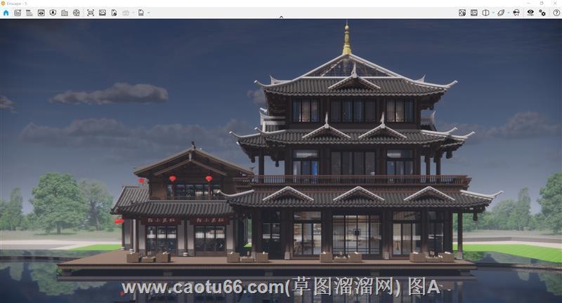 中式商业餐饮建筑SU模型