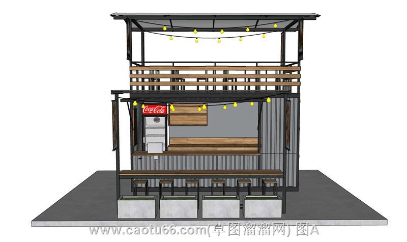 集装箱餐饮店SU模型