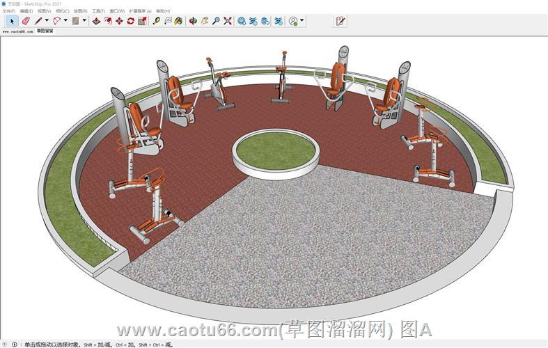 圆形户外健身区SU模型