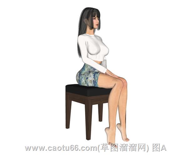 尼维斯坐姿女孩人物SU模型