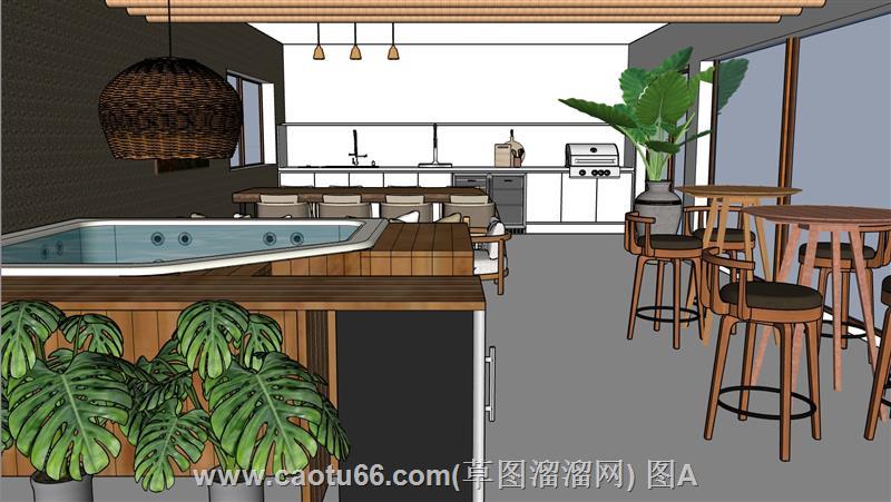 巴拿马休闲养生吧SU模型