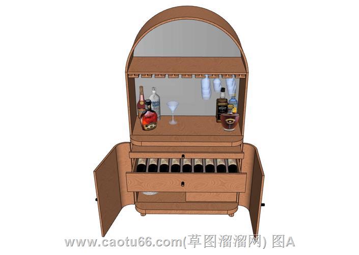 酒柜边柜SU模型