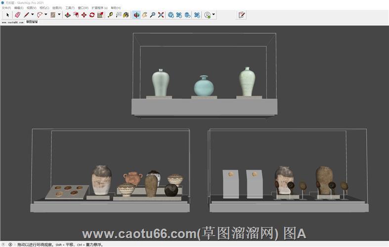 青花瓷瓶古董文物SU模型