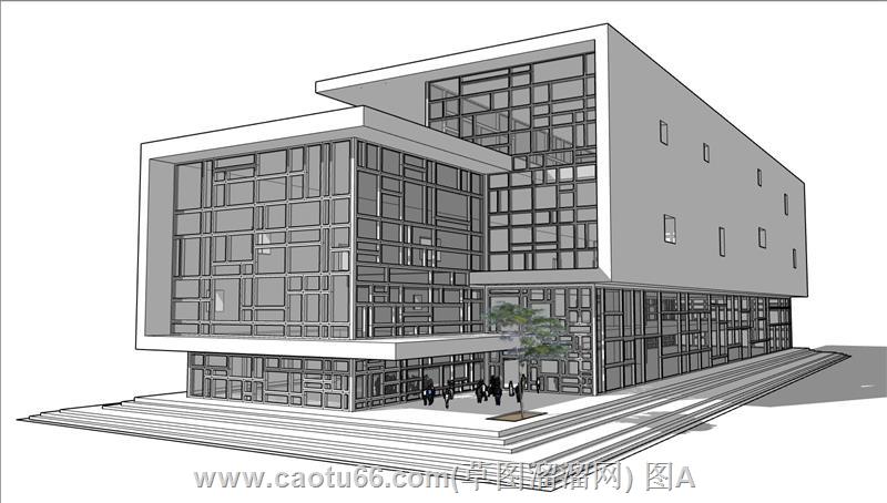 图书馆文化建筑SU模型