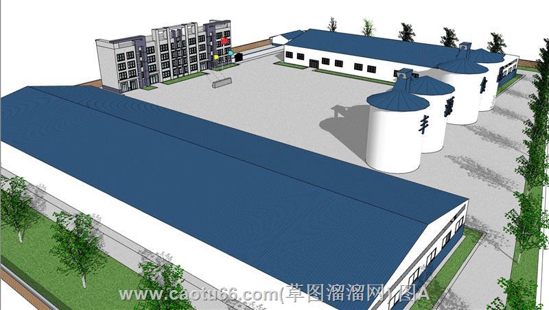 企业工厂仓房SU模型