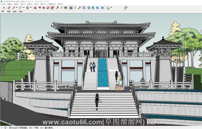 汉唐风格斗拱博物馆建筑SU模型