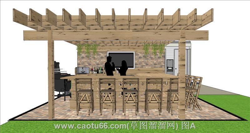 摩纳哥户外酒吧SU模型