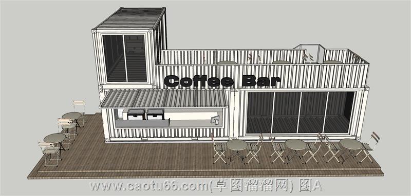 集装箱咖啡屋SU模型