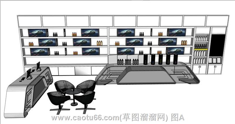 科技感前台柜SU模型