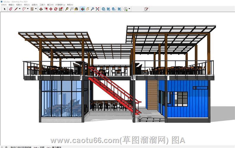集装箱餐饮商业建筑SU模型