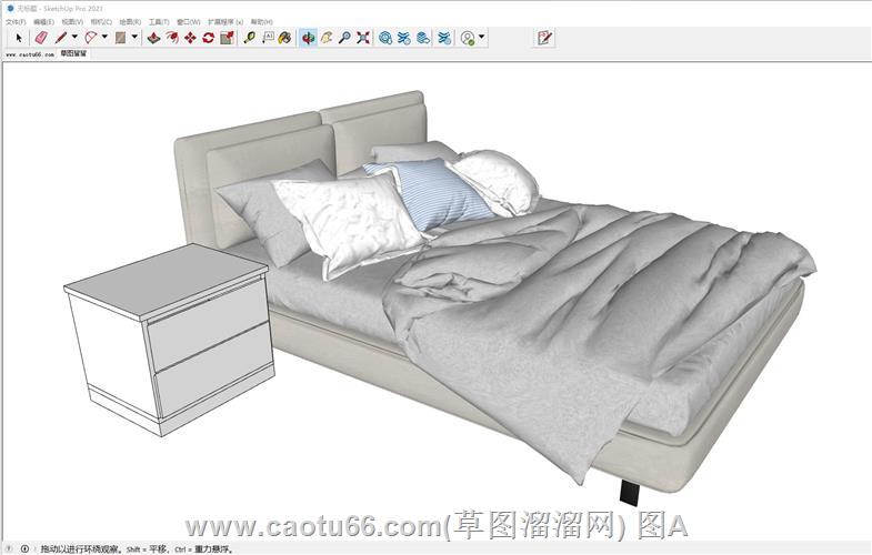 现代风格床铺SU模型