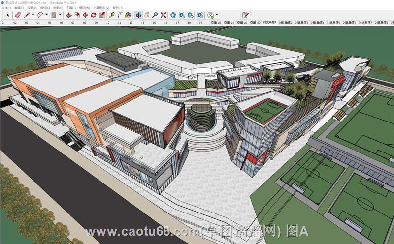 山地商业综合体建筑SU模型