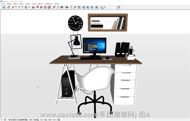 现代的电脑桌SU模型