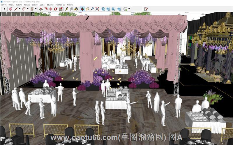 欧式豪华宴会厅SU模型