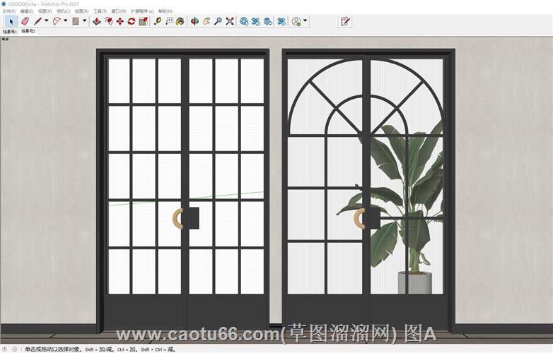 室内推拉门法式门SU模型