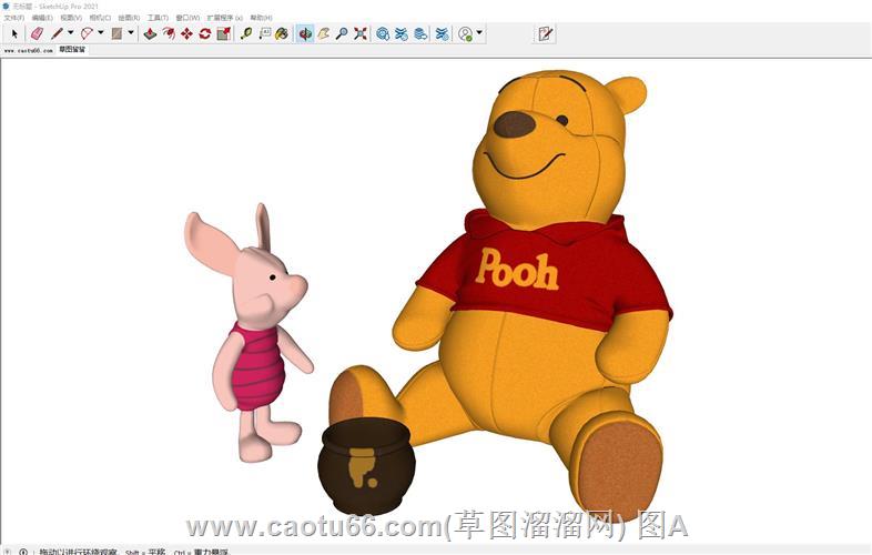 小熊小猪布娃娃玩具SU模型