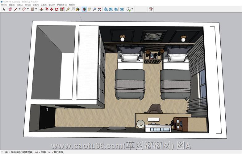 津巴布韦双人间卧室SU模型