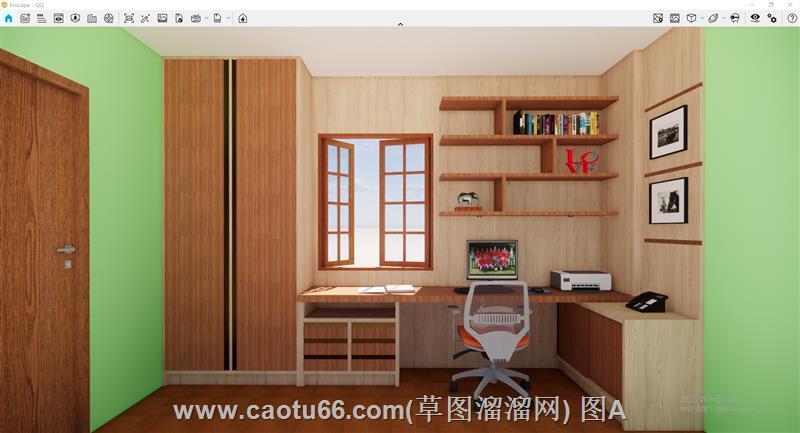 简约书桌电脑桌SU模型