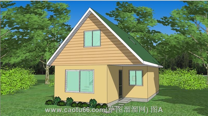 坡屋顶木屋住宅SU模型