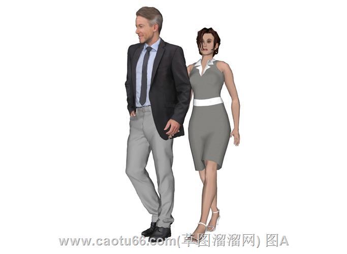 男女情侣人物SU模型